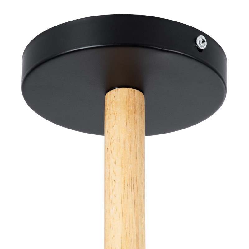 GloboStar® OLD SCHOOL 01094 Μοντέρνο Φωτιστικό Οροφής Καμπάνα Πολύφωτο 6 x E27 IP20 Μαύρο Μέταλλο με Μπεζ Ξύλο - Μ75 x Π75 x Υ40cm