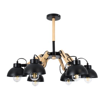 GLOBOSTAR® OLD SCHOOL 01094 Μοντέρνο Φωτιστικό Οροφής με Ντουί 6 x E27 AC 220-240V IP20 - Μαύρο & Μπεζ - Μ75 x Π75 x Υ40cm