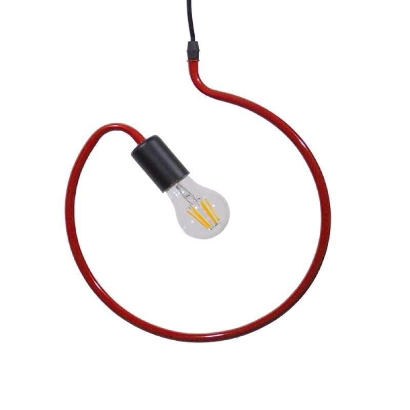 GloboStar® LIBBY 01095-1 Παιδικό Κρεμαστό Φωτιστικό Ανάρτηση Μονόφωτο 1 x E27 IP20 Κόκκινο Μέταλλο - Μ28 x Π28 x Υ16cm