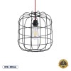 GloboStar® PARROT 01099 Μοντέρνο Κρεμαστό Φωτιστικό Πλέγμα Μονόφωτο 1 x E27 IP20 Μαύρο Μέταλλο - Μ28 x Π28 x Υ30cm