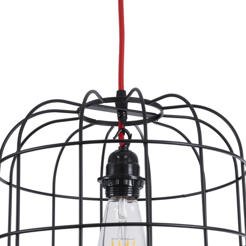 GloboStar® PARROT 01099 Μοντέρνο Κρεμαστό Φωτιστικό Πλέγμα Μονόφωτο 1 x E27 IP20 Μαύρο Μέταλλο - Μ28 x Π28 x Υ30cm