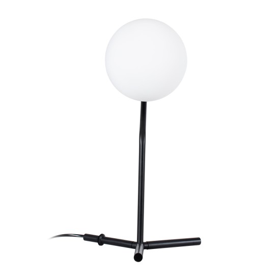 GloboStar® ELFIS 01100 Μοντέρνο Επιτραπέζιο Φωτιστικό Πορτατίφ Μονόφωτο 1 x E27 IP20 Μαύρο Μέταλλο με Λευκό Γυαλί - Μ22 x Π27 x Υ41cm GloboStar® ELFIS 01100 Μοντέρνο Επιτραπέζιο Φωτιστικό Πορτατίφ Μονόφωτο 1 x E27 Λευκή Γυάλινη Μπάλα με Μεταλλικό Μαύρο Σώμα Φ15 x Υ41cm