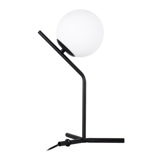 GloboStar® ELFIS 01100 Μοντέρνο Επιτραπέζιο Φωτιστικό Πορτατίφ Μονόφωτο 1 x E27 IP20 Μαύρο Μέταλλο με Λευκό Γυαλί - Μ22 x Π27 x Υ41cm GloboStar® ELFIS 01100 Μοντέρνο Επιτραπέζιο Φωτιστικό Πορτατίφ Μονόφωτο 1 x E27 Λευκή Γυάλινη Μπάλα με Μεταλλικό Μαύρο Σώμα Φ15 x Υ41cm