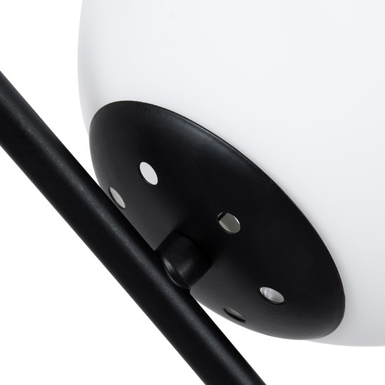 GloboStar® ELFIS 01100 Μοντέρνο Επιτραπέζιο Φωτιστικό Πορτατίφ Μονόφωτο 1 x E27 IP20 Μαύρο Μέταλλο με Λευκό Γυαλί - Μ22 x Π27 x Υ41cm GloboStar® ELFIS 01100 Μοντέρνο Επιτραπέζιο Φωτιστικό Πορτατίφ Μονόφωτο 1 x E27 Λευκή Γυάλινη Μπάλα με Μεταλλικό Μαύρο Σώμα Φ15 x Υ41cm