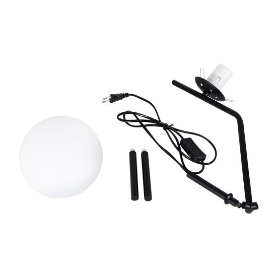 GloboStar® ELFIS 01100 Μοντέρνο Επιτραπέζιο Φωτιστικό Πορτατίφ Μονόφωτο 1 x E27 IP20 Μαύρο Μέταλλο με Λευκό Γυαλί - Μ22 x Π27 x Υ41cm GloboStar® ELFIS 01100 Μοντέρνο Επιτραπέζιο Φωτιστικό Πορτατίφ Μονόφωτο 1 x E27 Λευκή Γυάλινη Μπάλα με Μεταλλικό Μαύρο Σώμα Φ15 x Υ41cm