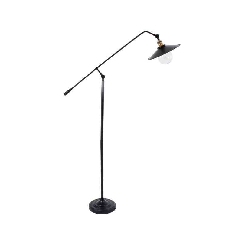 GloboStar® WYNGE 01101 Vintage Επιδαπέδιο Φωτιστικό Μονόφωτο 1 x E27 IP20 Μαύρο & Χρυσό Μέταλλο - Μ95 x Π27 x Υ174cm