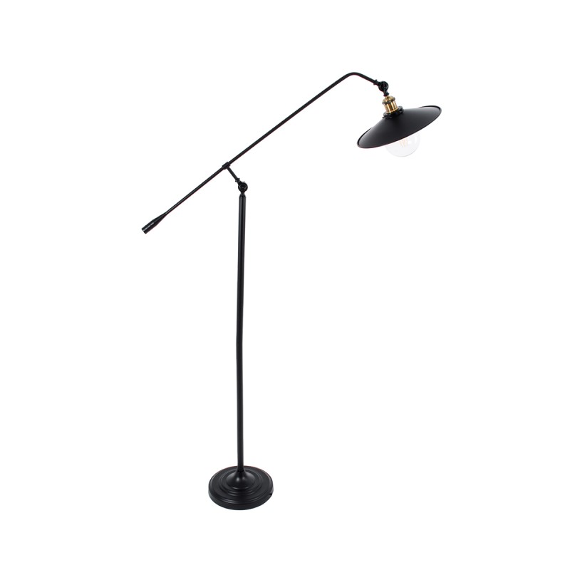 GloboStar® WYNGE 01101 Vintage Επιδαπέδιο Φωτιστικό Μονόφωτο 1 x E27 IP20 Μαύρο & Χρυσό Μέταλλο - Μ95 x Π27 x Υ174cm