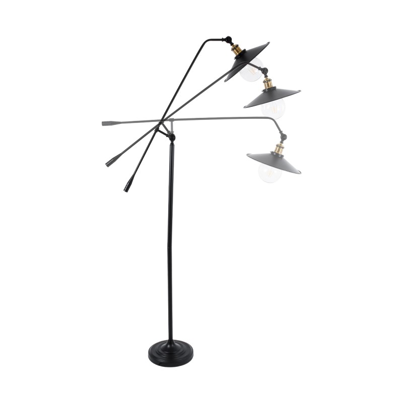 GloboStar® WYNGE 01101 Vintage Επιδαπέδιο Φωτιστικό Μονόφωτο 1 x E27 IP20 Μαύρο & Χρυσό Μέταλλο - Μ95 x Π27 x Υ174cm