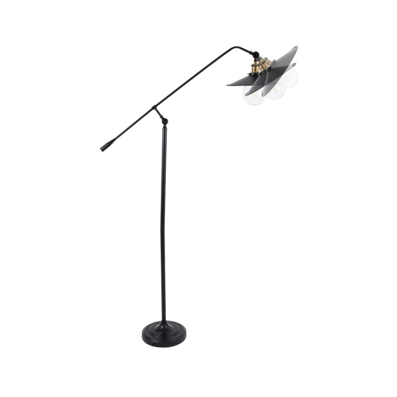 GloboStar® WYNGE 01101 Vintage Επιδαπέδιο Φωτιστικό Μονόφωτο 1 x E27 IP20 Μαύρο & Χρυσό Μέταλλο - Μ95 x Π27 x Υ174cm