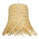 GloboStar® HAWAII 01103 Boho Κρεμαστό Φωτιστικό Καμπάνα Μονόφωτο 1 x E27 IP20 Μπέζ Ξύλο - Μ40 x Π40 x Y43cm