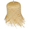 GloboStar® HAWAII 01103 Boho Κρεμαστό Φωτιστικό Καμπάνα Μονόφωτο 1 x E27 IP20 Μπέζ Ξύλο - Μ40 x Π40 x Y43cm