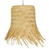 GloboStar® HAWAII 01103 Boho Κρεμαστό Φωτιστικό Καμπάνα Μονόφωτο 1 x E27 IP20 Μπέζ Ξύλο - Μ40 x Π40 x Y43cm