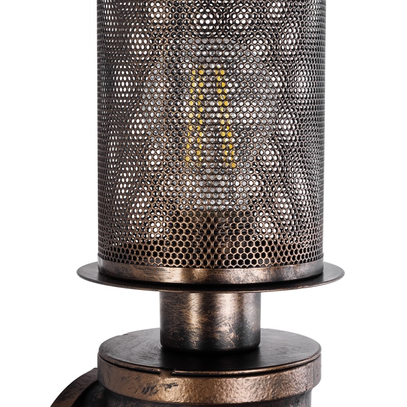 GloboStar® RAZA 01105 Vintage Επιτοίχιο Φωτιστικό Απλίκα Μονόφωτο 1 x E27 IP20 Χάλκινο Μέταλλο - Μ13 x Π12 x Υ38cm