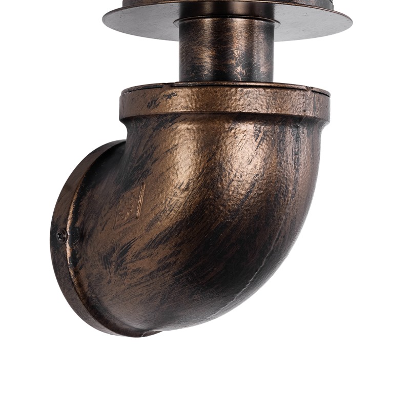 GloboStar® RAZA 01105 Vintage Επιτοίχιο Φωτιστικό Απλίκα Μονόφωτο 1 x E27 IP20 Χάλκινο Μέταλλο - Μ13 x Π12 x Υ38cm