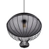 GloboStar® SOBRINO 01108 Vintage Κρεμαστό Φωτιστικό Πλέγμα Μονόφωτο 1 x E27 IP20 Μαύρο Μέταλλο - Μ46 x Π46 x Υ50cm