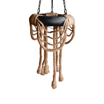 GLOBOSTAR® RUNNER 01115 Vintage Κρεμαστό Φωτιστικό Οροφής με Ντουί 6 x E27 AC 220-240V IP20 - Μαύρο & Μπεζ - Μ45 x Π45 x Υ60cm