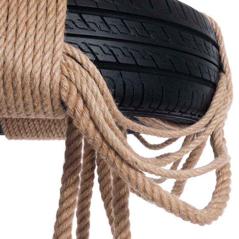 GloboStar® MARBELLA 01116 Vintage Κρεμαστό Φωτιστικό Ανάρτηση Πολύφωτο 8 x E27 IP20 Μαύρο Πλαστικό με Μπεζ Σχοινί - Μ60 x Π60 x Υ60cm