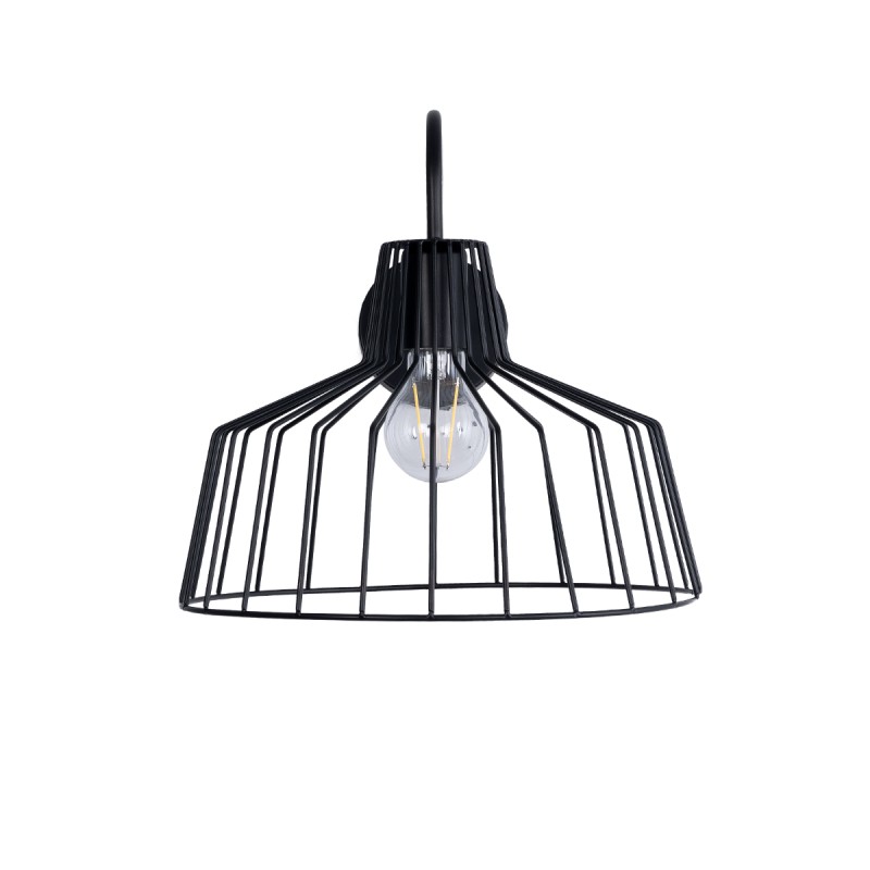 GloboStar® TRIUMPH 01117 Vintage Επιτοίχιο Φωτιστικό Απλίκα Μονόφωτο 1 x E27 IP20 Μαύρο Μέταλλο - Μ30 x Π36 x Υ30cm