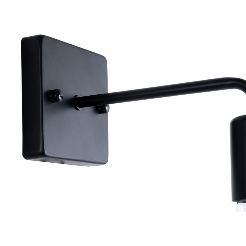 GloboStar® MISSAM 01119 Vintage Επιτοίχιο Φωτιστικό Απλίκα Μονόφωτο 1 x E27 IP20 Μαύρο Μέταλλο - Μ14 x Π20 x Υ10cm