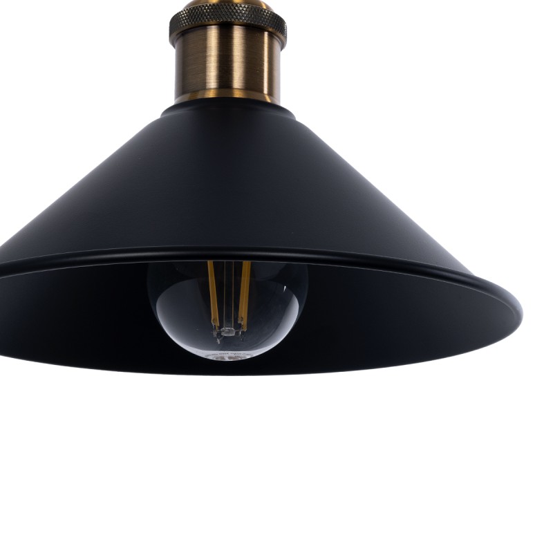 GloboStar® MAGEOR 01120 Vintage Επιτοίχιο Φωτιστικό Απλίκα Μονόφωτο 1 x E27 IP20 Μαύρο & Χρυσό Μέταλλο - Μ22 x Π30 x Υ40cm