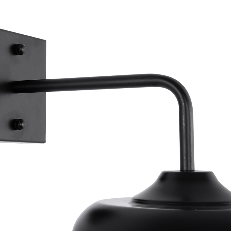 GloboStar® PHIA 01122 Vintage Επιτοίχιο Φωτιστικό Απλίκα Μονόφωτο 1 x E27 IP20 Μαύρο Μέταλλο - Μ18.5 x Π29 x Υ18cm