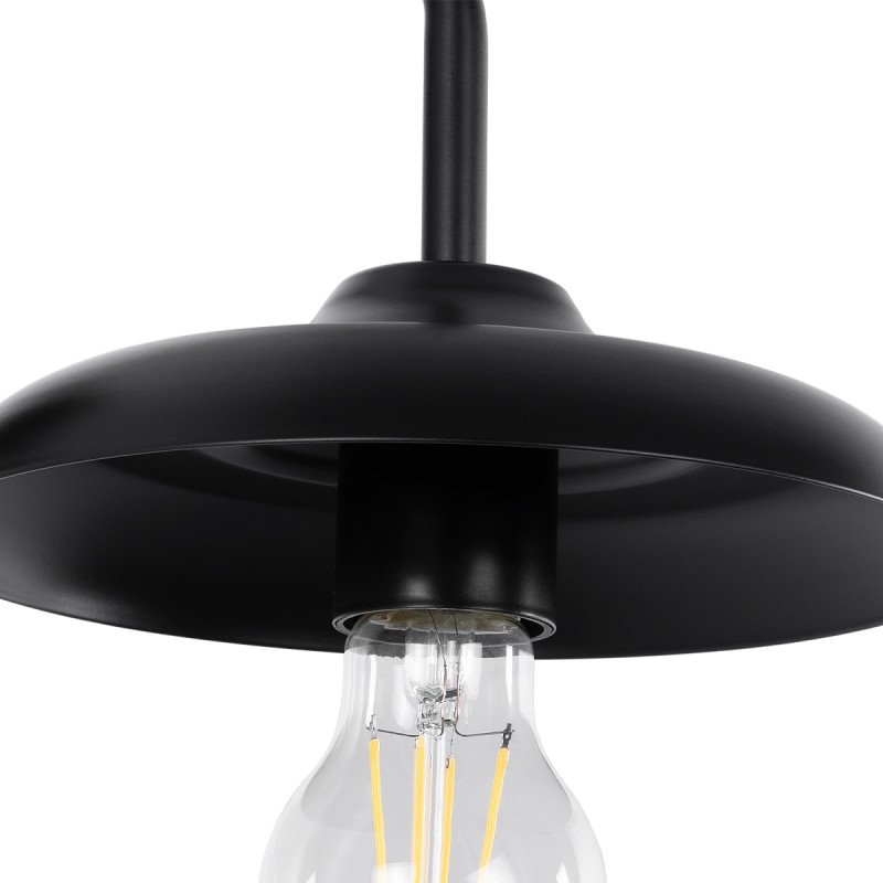 GloboStar® PHIA 01122 Vintage Επιτοίχιο Φωτιστικό Απλίκα Μονόφωτο 1 x E27 IP20 Μαύρο Μέταλλο - Μ18.5 x Π29 x Υ18cm