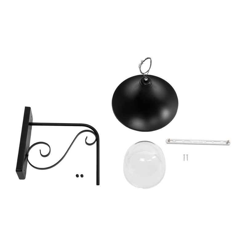 GloboStar® ANNIEL 01123 Vintage Επιτοίχιο Φωτιστικό Απλίκα Μονόφωτο 1 x E27 IP20 Μαύρο Μέταλλο - Μ27 x Π40 x Υ56cm