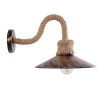 GloboStar® ROBLY 01125 Vintage Επιτοίχιο Φωτιστικό Απλίκα Μονόφωτο 1 x E27 IP20 Χάλκινο Μέταλλο με Μπεζ Σχοινί - Μ26 x Π36 x Υ22cm