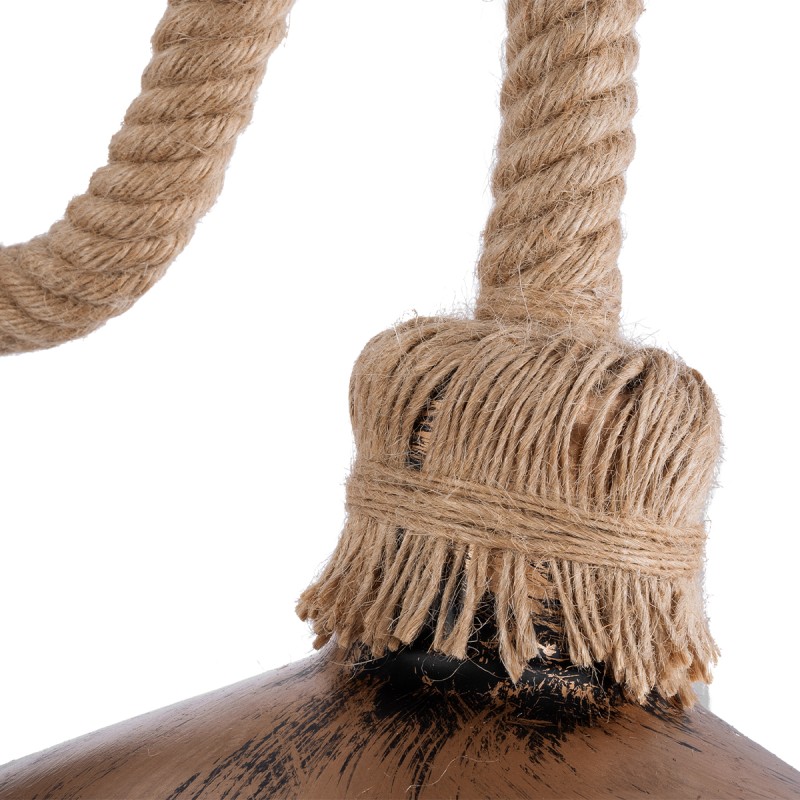 GloboStar® ROBLY 01125 Vintage Επιτοίχιο Φωτιστικό Απλίκα Μονόφωτο 1 x E27 IP20 Χάλκινο Μέταλλο με Μπεζ Σχοινί - Μ26 x Π36 x Υ22cm