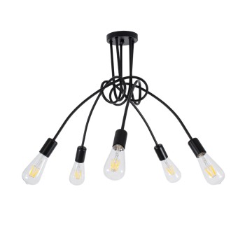 GLOBOSTAR® PAULELI 01127 Μοντέρνο Φωτιστικό Οροφής με Ντουί 5 x E27 AC 220-240V IP20 - Μαύρο - Μ76 x Π76 x Υ45cm