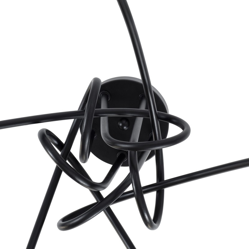 GloboStar® PAULELI 01127 Μοντέρνο Φωτιστικό Οροφής Πλέγμα Πολύφωτο 5 x E27 IP20 Μαύρο Μέταλλο - Μ76 x Π76 x Υ45cm