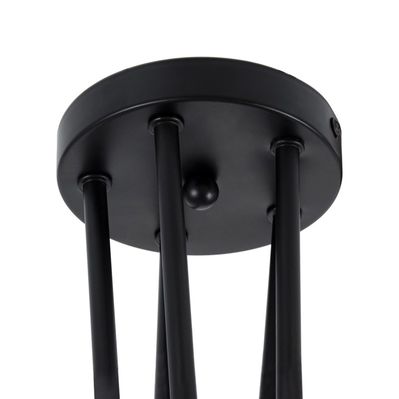 GloboStar® PAULELI 01127 Μοντέρνο Φωτιστικό Οροφής Πλέγμα Πολύφωτο 5 x E27 IP20 Μαύρο Μέταλλο - Μ76 x Π76 x Υ45cm