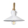 GloboStar® VINSA 01130 Vintage Επιτοίχιο Φωτιστικό Απλίκα Μονόφωτο 1 x E27 IP20 Λευκό Μέταλλο με Μπεζ Σχοινί - Μ37.5 x Π26.7 x Υ25cm