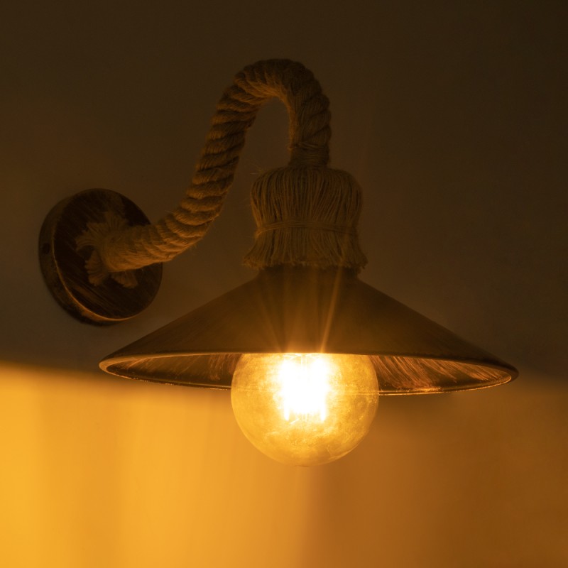 GLOBOSTAR® BRASSO 01132 Vintage Φωτιστικό Τοίχου - Απλίκα με Ντουί 1 x E27 AC 220-240V IP20 - Μπεζ & Χάλκινο Εφέ Σκουριάς - Μ38 x Π26.7 x Υ22cm