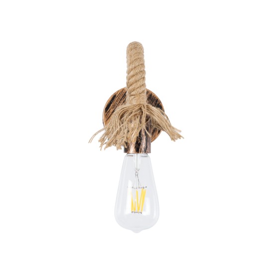 GloboStar® FLEDI 01134 Vintage Επιτοίχιο Φωτιστικό Απλίκα Μονόφωτο 1 x E27 IP20 Χάλκινο Μέταλλο με Μπεζ Σχοινί - Μ10 x Π25 x Υ15cm GloboStar® FLEDI 01134 Vintage Επιτοίχιο Φωτιστικό Απλίκα Μονόφωτο 1 x E27 IP20 Χάλκινο Μέταλλο με Μπεζ Σχοινί - Μ10 x Π25 x Υ15cm