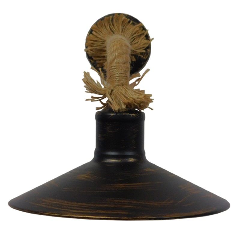 GloboStar® CARVIA 01136 Vintage Επιτοίχιο Φωτιστικό Απλίκα Μονόφωτο 1 x E27 IP20 Χάλκινο Μέταλλο με Μπεζ Σχοινί - Μ50 x Π27 x Υ25cm