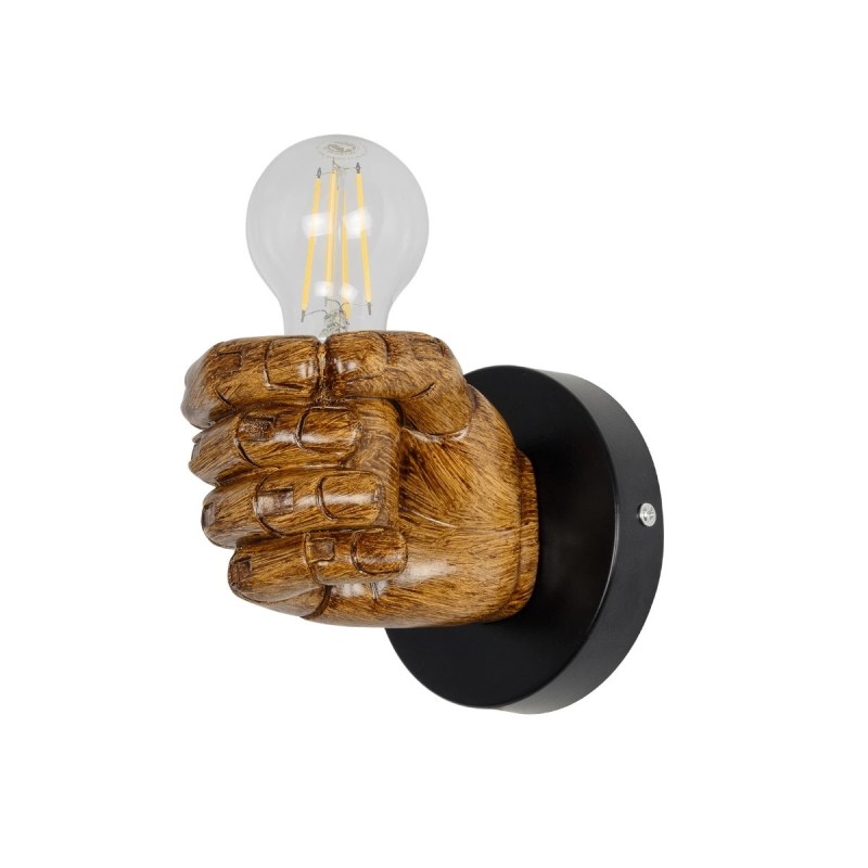 GloboStar® FIST 01138 Μοντέρνο Επιτοίχιο Φωτιστικό Απλίκα Μονόφωτο 1 x E27 IP20 Καφέ Γύψο - Μ15 x Π10 x Υ10cm