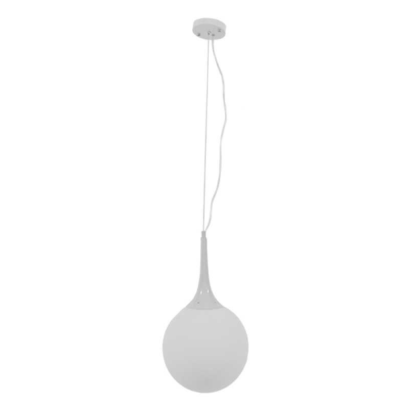 GloboStar® SPHERE 01143 Μοντέρνο Κρεμαστό Φωτιστικό Μπάλα Μονόφωτο 1 x E27 IP20 Λευκό Γυαλί - Μ25 x Π25 x Υ46.5cm