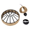 GloboStar® SAHARA 01146 Vintage Κρεμαστό Φωτιστικό Καμπάνα Μονόφωτο 1 x E27 IP20 Μαύρο Μέταλλο με Μπεζ Σχοινί - Μ31 x Π31 x Υ14cm