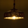 GloboStar® SAHARA 01146 Vintage Κρεμαστό Φωτιστικό Καμπάνα Μονόφωτο 1 x E27 IP20 Μαύρο Μέταλλο με Μπεζ Σχοινί - Μ31 x Π31 x Υ14cm