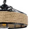 GloboStar® SAHARA 01146 Vintage Κρεμαστό Φωτιστικό Καμπάνα Μονόφωτο 1 x E27 IP20 Μαύρο Μέταλλο με Μπεζ Σχοινί - Μ31 x Π31 x Υ14cm