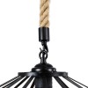 GloboStar® SAHARA 01146 Vintage Κρεμαστό Φωτιστικό Καμπάνα Μονόφωτο 1 x E27 IP20 Μαύρο Μέταλλο με Μπεζ Σχοινί - Μ31 x Π31 x Υ14cm