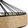 GloboStar® POLI 01147 Vintage Κρεμαστό Φωτιστικό Καμπάνα Μονόφωτο 1 x E27 IP20 Μαύρο Μέταλλο με Μπεζ Σχοινί - Μ40 x Π40 x Υ32cm
