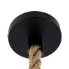 GloboStar® POLI 01147 Vintage Κρεμαστό Φωτιστικό Καμπάνα Μονόφωτο 1 x E27 IP20 Μαύρο Μέταλλο με Μπεζ Σχοινί - Μ40 x Π40 x Υ32cm