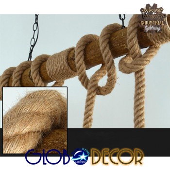 GLOBOSTAR® LILO 01149 Vintage Κρεμαστό Φωτιστικό Οροφής με Ντουί 3 x E27 AC 220-240V IP20 - Καφέ & Μπεζ - Μ80 x Π15 x Υ100cm