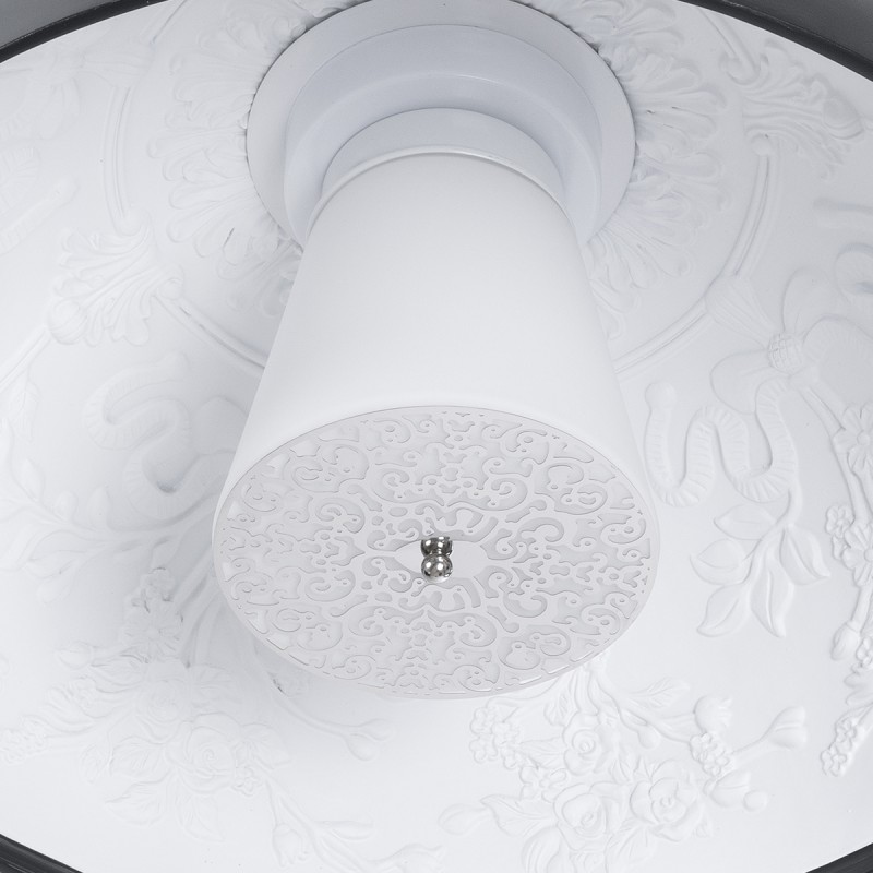 GloboStar® SERENIA 01151 Μοντέρνο Κρεμαστό Φωτιστικό Καμπάνα Μονόφωτο 1 x E27 IP20 Μαύρο & Άσπρο Γύψο - Μ40 x Π40 x Υ20cm