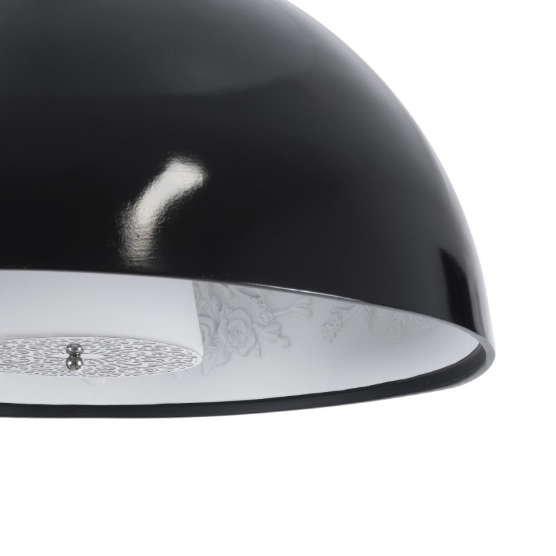 GloboStar® SERENIA 01151 Μοντέρνο Κρεμαστό Φωτιστικό Καμπάνα Μονόφωτο 1 x E27 IP20 Μαύρο & Άσπρο Γύψο - Μ40 x Π40 x Υ20cm