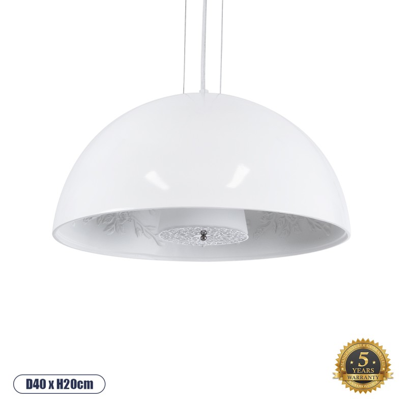 GloboStar® SERENIA 01152 Μοντέρνο Κρεμαστό Φωτιστικό Καμπάνα Μονόφωτο 1 x E27 IP20 Λευκό Γύψο - Μ40 x Π40 x Υ20cm