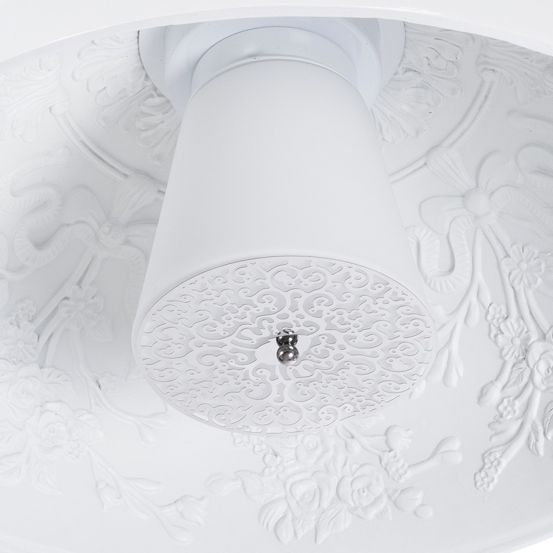 GloboStar® SERENIA 01152 Μοντέρνο Κρεμαστό Φωτιστικό Καμπάνα Μονόφωτο 1 x E27 IP20 Λευκό Γύψο - Μ40 x Π40 x Υ20cm