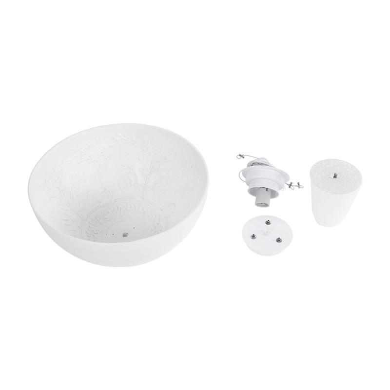 GloboStar® SERENIA 01152 Μοντέρνο Κρεμαστό Φωτιστικό Καμπάνα Μονόφωτο 1 x E27 IP20 Λευκό Γύψο - Μ40 x Π40 x Υ20cm